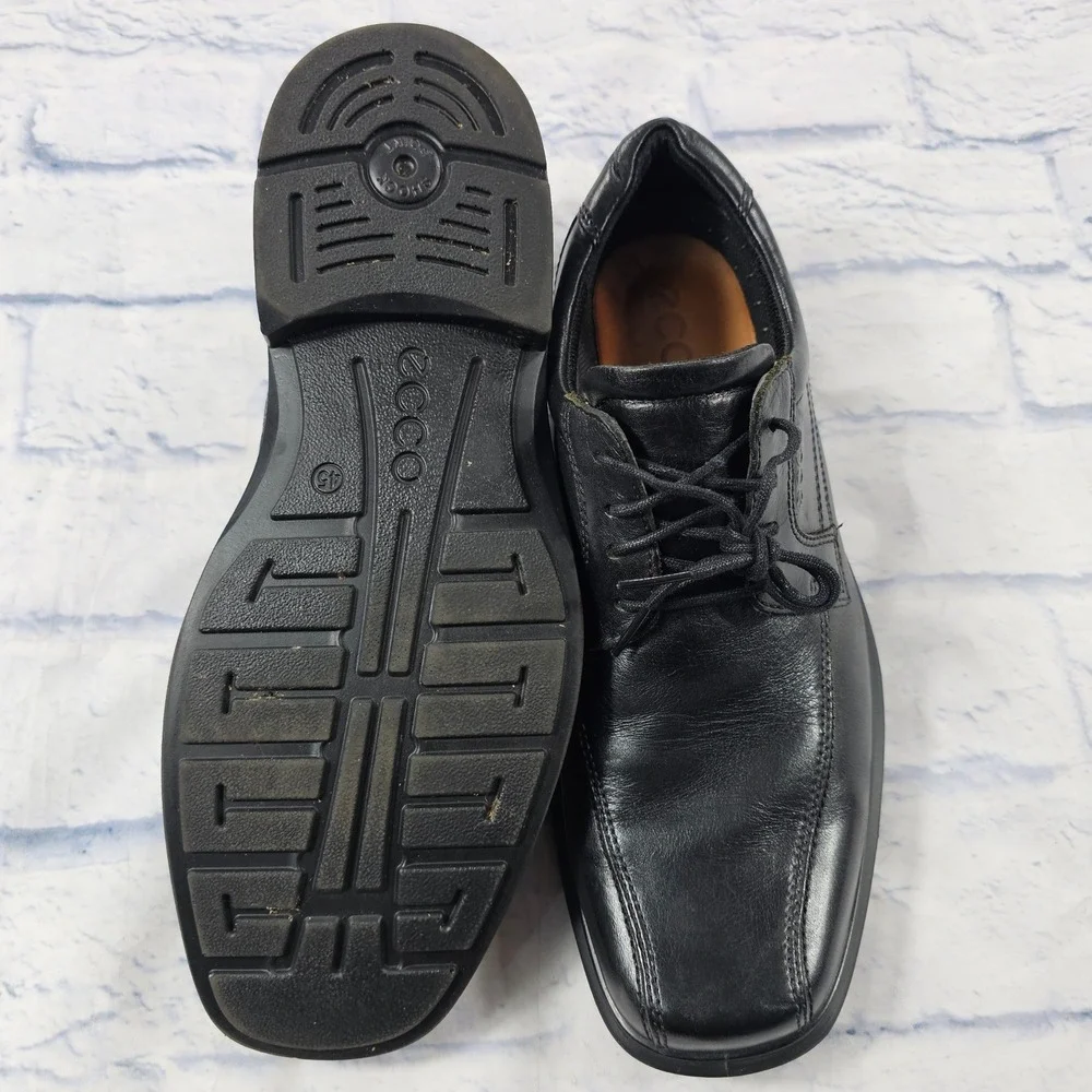 ECCO Helsinki Oxford Shoes Mens 45 US Black Leather Bicycle Toe Derby Dress Shoe